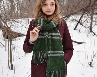 Slytherin Scarf Harry Potter House Knit Chunky Oversized Green Long Scarf