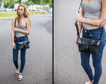 Leather Crossbody Bag - Black Crossbody Bag - Black Crossbody Purse - Black Handbag Satchel - Small Cross Body Bag - Small Cross Body Purse