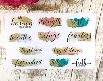 Christian Planner Stickers Scripture Stickers, Erin Condren, Happy Planner, ECLP, MAMBI, Illustrated Faith, Bible Journaling, Bible Verse