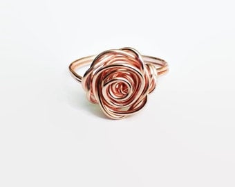 Rose Gold Rose Ring, Rose Gold Ring, Flower Ring, Rose Shaped Ring, Rose Gold Stacking Ring, Best Friend Ring, Gift For Her, Bridesmaid Gift