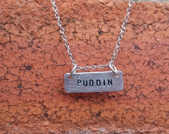 PUDDIN necklace handmade chain hand stamped HARLEY QUINN superhero gift dc comics the joker heathen girlfriend gift silver for her Free Post