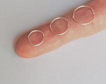 Silver hoop cartilage earrings, Sterling silver septum nose ring, 8mm hoop earrings, Tragus earring, Silver earrings hoop, 6mm 10mm 20g 22g