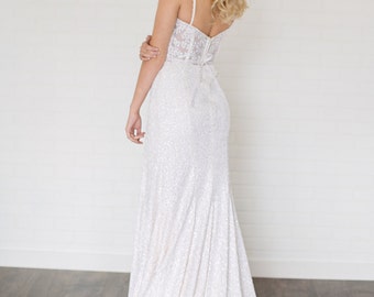 Sequin wedding dress White sequin dress Sleeveless wedding