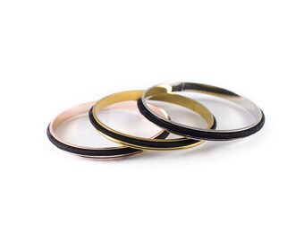 BRASS Hair Tie Bracelet BANGLE in Silver + Gold + Rose Gold, hair tie holder cuff, metal bracelet that holds hair ties