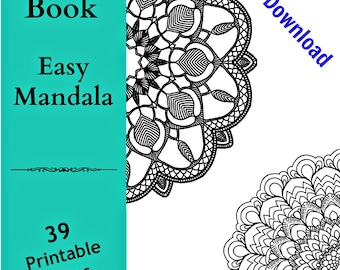 PDF DIGITAL Printable Coloring Book Easy Mandalas Adult Kids Calming Anti