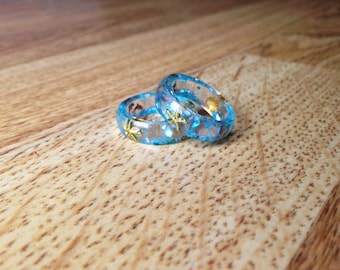 Blue Resin Ring, Ocean Resin Ring, Starfish Ring, Sea Jewelry, Blue Ring, Cute Jewelry, Shell Ring, Beach Ring, Resin Jewelry, Gift For Her