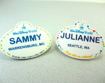 Customized Disney World Name Tag, Disney World Lapel Pin, Disney World Badge, Disney World Button