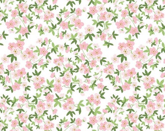 1 Yard Safari Party by Melissa Mortenson for Riley Blake Designs- 5606 White Floral with Sparkle