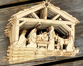 Laser cut nativity | Etsy