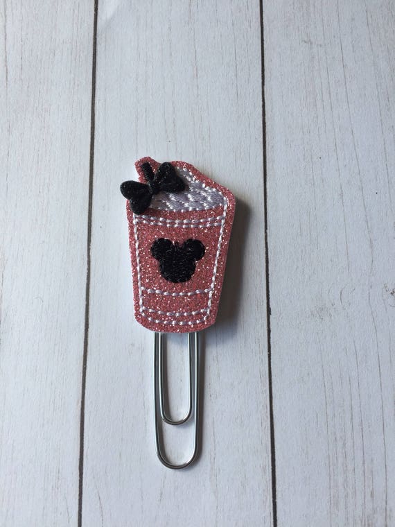 Glitter Mouse Frappucino planner Clip/Planner Clip/Bookmark. Coffee planner clip. Mouse planner clip. Glitter planner clip.