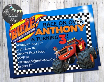 Blaze and the Monster Machines Birthday Party Theme Invitations Personalized Invites