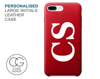 Red PU Leather Large Printed Personalised Case iPhone 6 6S 7 PLUS Initial Monogram Custom Personlised Cover