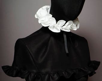 Haute Couture High Fashion ruffle collar with Cape. detachable collar.