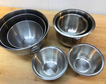 Stainless steel stacking bowls revere ware set and lot of 9
