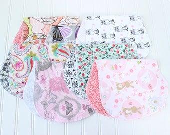 Baby Girl Burp Cloths - Set of 7 - Baby Shower Gift - Baby Gift