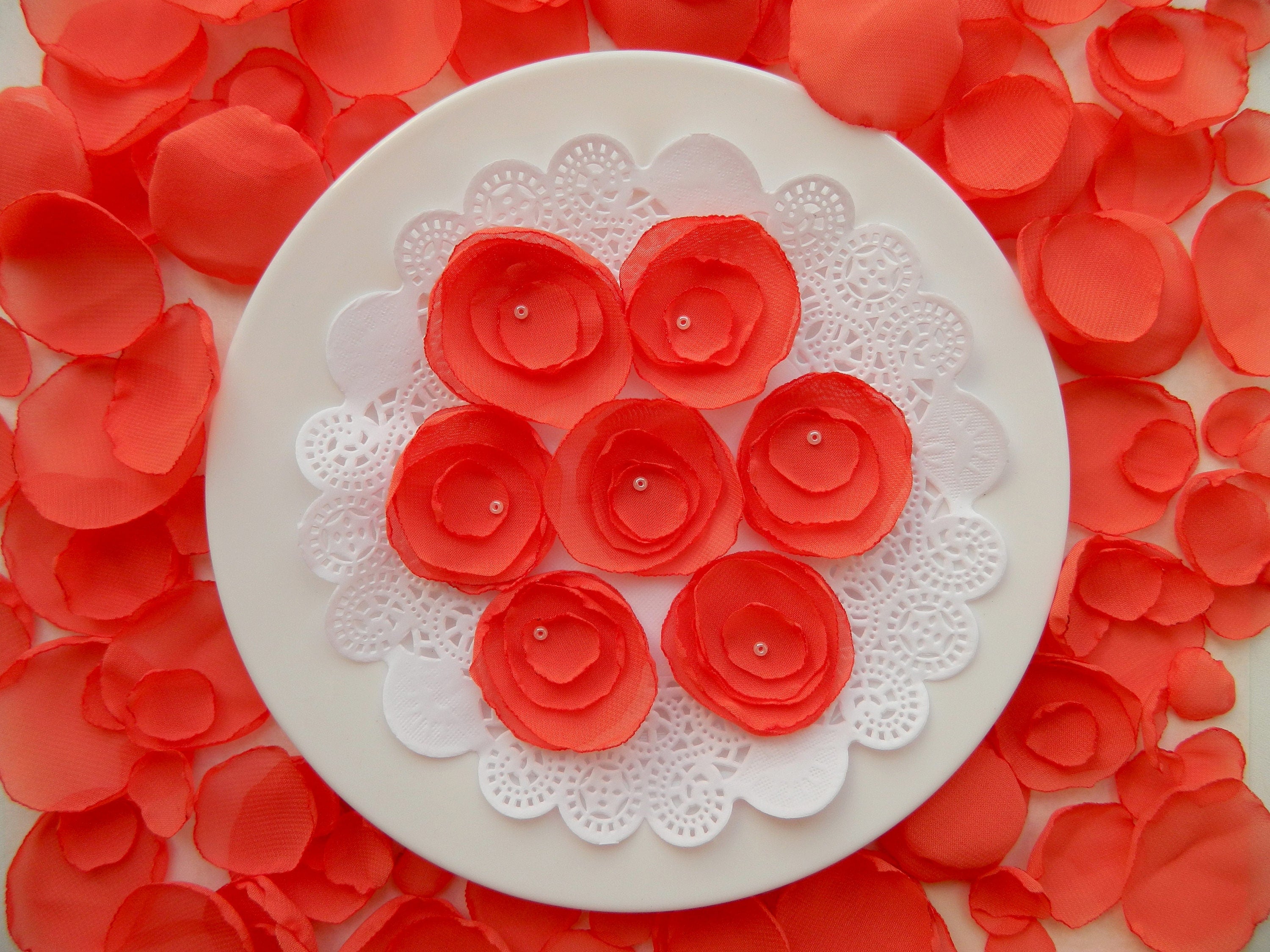 orange handmade wedding decor rose petals flower girl petals scatter