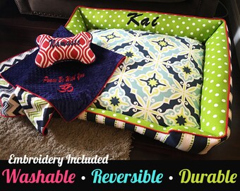 Large Dog Bed (Choose your fabric combination)