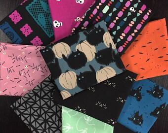 Halloween Fabric Bundle Featuring Cotton and Steel and Alexander Henry Fabrics - 10 Fat Quarters