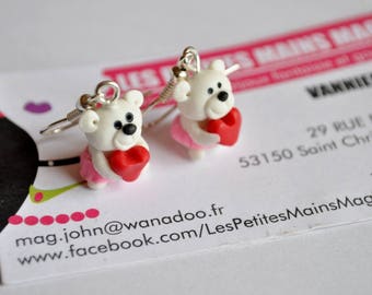 Valentine Teddy bear heart stud earring