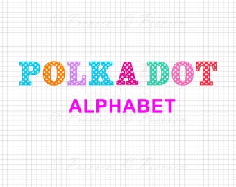 Buy 2 Get 1 Free! Digital Clipart Polka Dot Monogram Alphabet, silhouette modern font monogram style images png/eps/svg/dxf/studio cut files