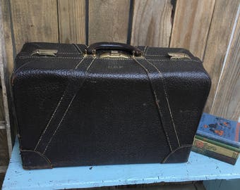 Vintage Suitcase - Cowhide Suitcase - Brown Suitcase - Leather Suitcase - Vintage Luggage - Brown Luggage - Vintage Travel