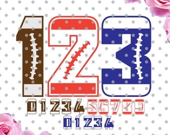 Football numbers Svg, sports numbers svg, Football SVG, DXF, numbers svg, sports svg, Cricut Design Space, Digital Cut Files