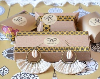 earring, ecru and Tan tassels, jewelry, Christmas gift idea, Christmas gift jewelry