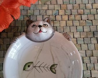 Cat Dish. Porcelain Character Dish.