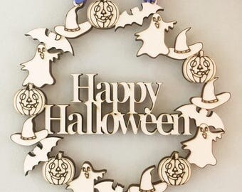 Happy Halloween door weath, Halloween decoration, Halloween door hanger, Halloween party, Halloween Wreath