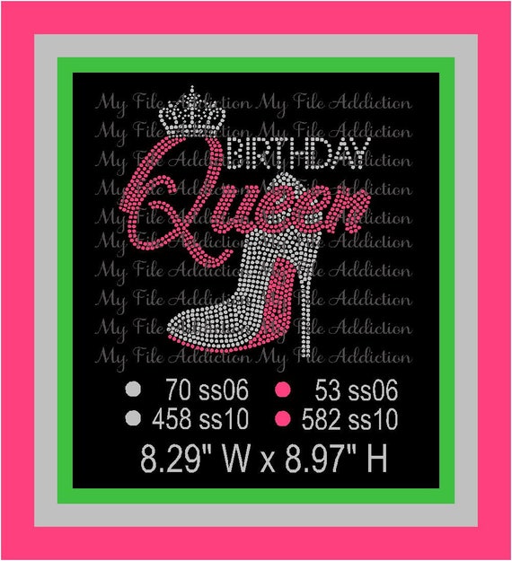 Download Instant Download Rhinestone SVG EPS Design File Birthday Queen