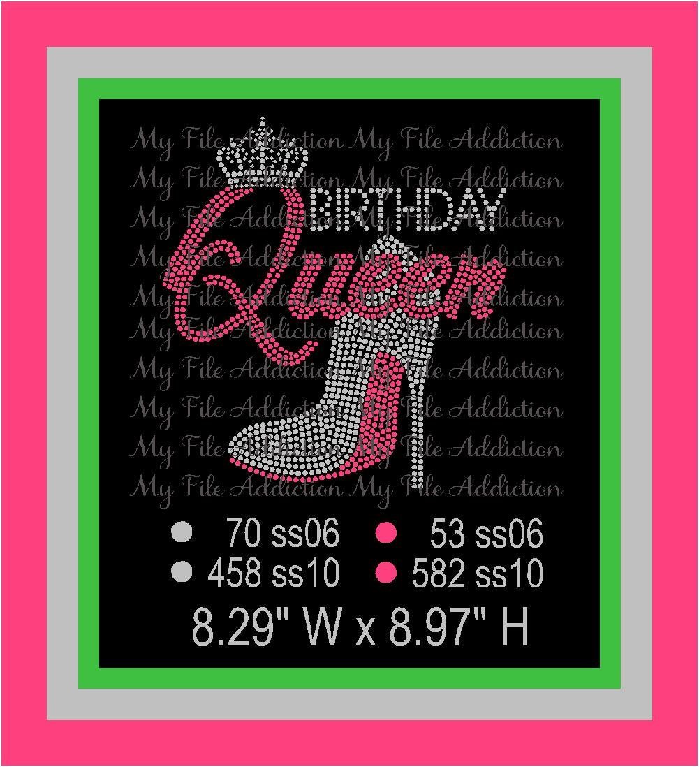 Download Instant Download Rhinestone SVG EPS Design File Birthday Queen