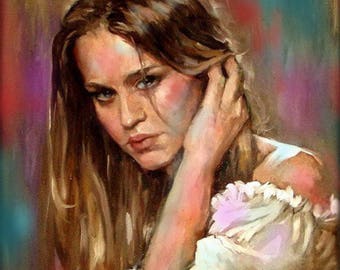 Personalized Custom Portrait - painting art from photo by Chris Art - "Original oil painting - Free Shipping