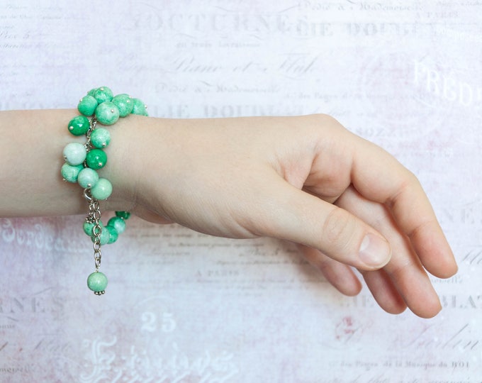 50% OFF Green bead bracelet, Polymer clay bracelet, Gift ideas for sister, Green charm bracelet, Gift for teenage girl, Gift for teen girl