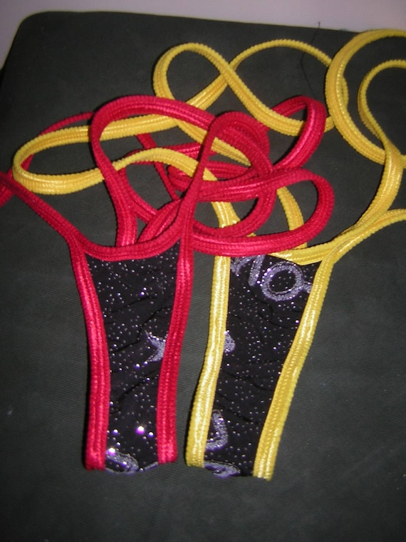 Items similar to Exotic Dancewear Dance Suspenders Glitter Slinky Slingshot Bikini Bottom