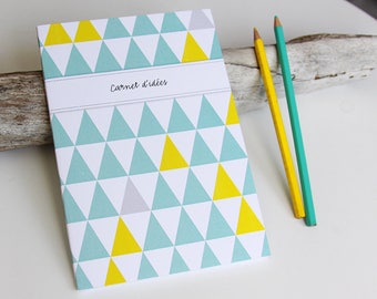 LARGE sea green and yellow TRIANGLES design book