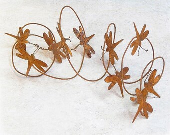 Rusty Tin Dragonfly Garland, Rusty Garland, Dragonflies, Primitive Decor, Craft Supplies