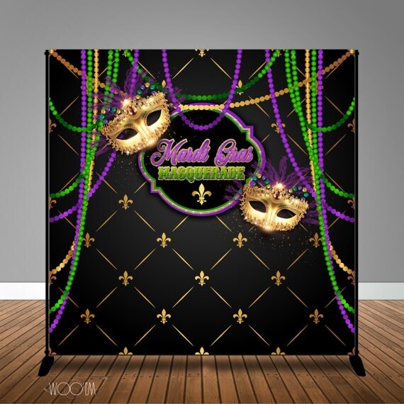 Mardi Gras Masquerade Banner Backdrop/ Step & Repeat Design