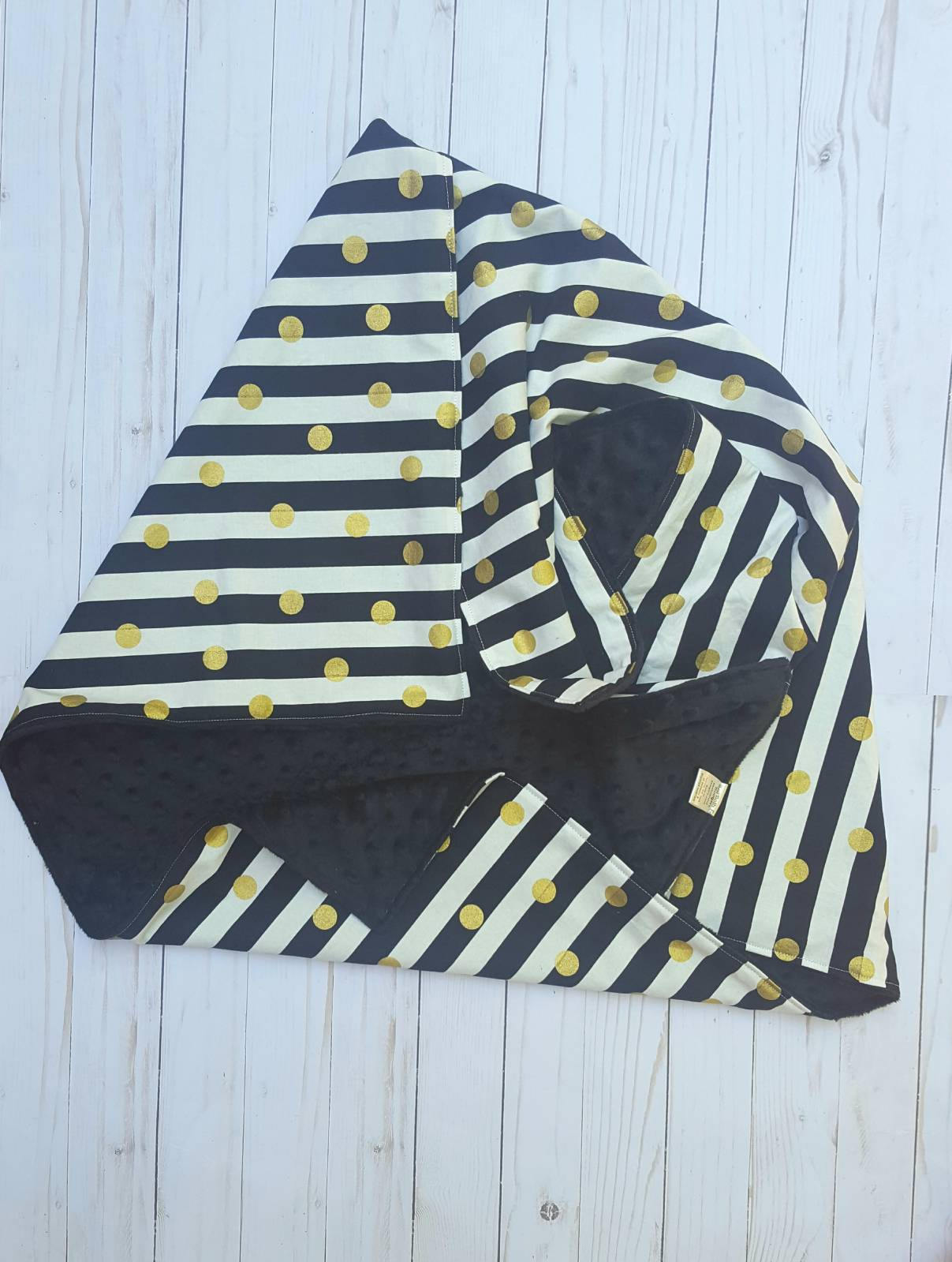 Black and white Baby Blanket crib bedding baby shower gift