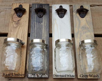 Wall Mount Bottle Opener / Beer Gift / Wood Bottle Opener / Reclaimed Wood / Bottle Opener / Wedding Favor / Bottle Opener With Cap Catcher