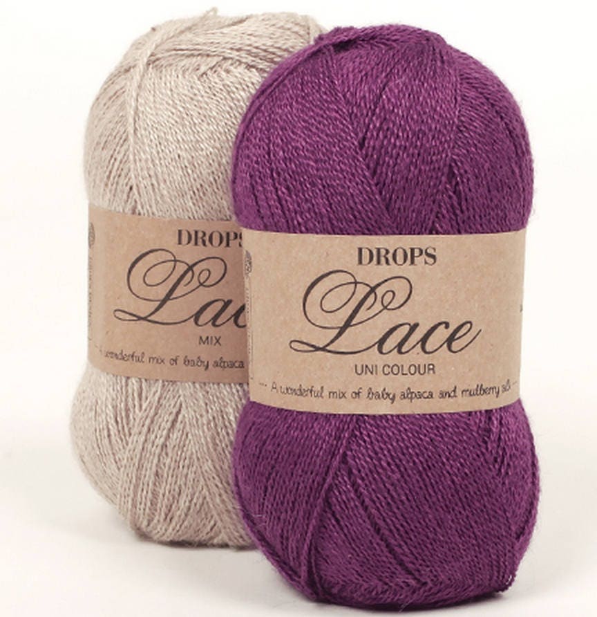 DROPS yarn Lace A wonderful mix of baby alpaca and mulberry silk 70 Alpaca 30 Silk 2 ply lace