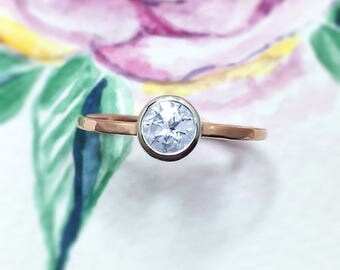Herkimer Diamond ring, 9ct Rose gold ring, Handcrafted ring, Engagement & Promise ring, Diamond ring.
