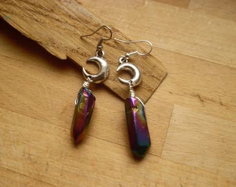 * Sezabre * Lunar Mystic aura quartz earrings.