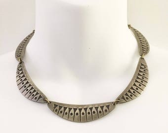 Swedish Modernist Pewter Choker Necklace Marked Handarbete Tenn Signed Valentin Midcentury Modern Jewelry