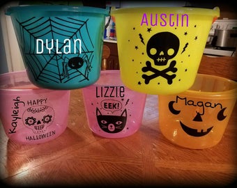 Personalized Halloween bucket, Personalized, Halloween Basket, Trick or treat bag, girls basket, boys basket, Halloween bag