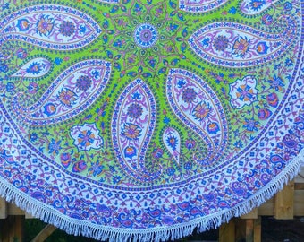 Mandala Paisley Round Throw Dining Table cover Yoga Mat Couch Throw Wall Tapestry Beach Throw Boho Throw Hippie Throw Wall art Window Scarf