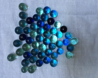 Blue - clear glass marbles c.1930