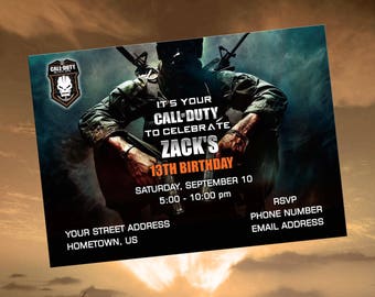 Black OPS - Printable Digital Personalized Birthday Party Invitations