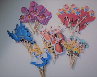 Alice in Wonderland Cupcake Toppers - Set of 30