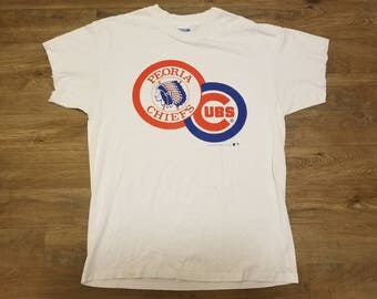 Vintage XL Chicago cubs shirt, Peoria Chiefs shirt, vintage hanes shirt,80s shirt tee, vintage cubs shirt
