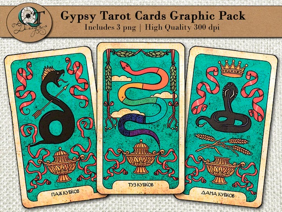 Gypsy Tarot Cards Graphic Design Pack 3 png images w/